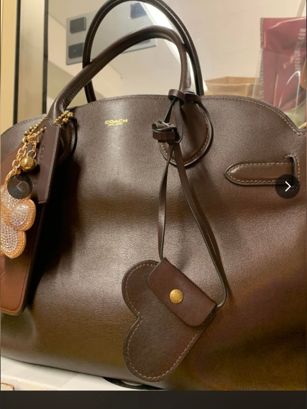 Authentic Coach Heart Pouch Style CCY98 NWT Leather Mini Bag Charm - Picture 5 of 6